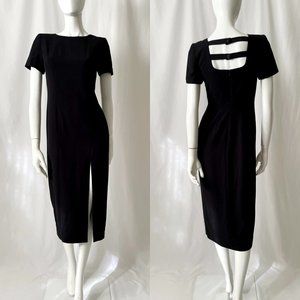 90s Liz Claiborne Column Midi Black Dress